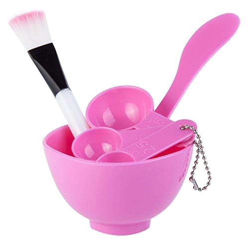 NC 1Set 4 in 1 DIY Beauty Homemade Face Mask Bowl Women Beauty Accessories Tools Mask Brush Stick Gauge (Pink)