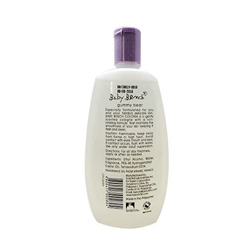 Baby Bench Cologne Scent Gummy Bear - Whimsical & sweet Fragrance- Gently Scented Cologne For Babies - Long Lasting Fragrance - Dermatologically & Clinically Tested - 200 ml