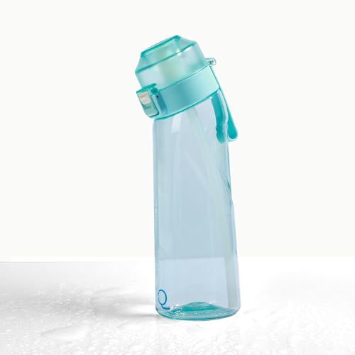 H2Q Water Bottle G1, 650ml Tritan Leakproof Flask, Transparent Finish, BPA-Free, Lightweight with Fixed Handle, Air-Scent Hydration, Includes 1 Random Scented Pod (BABY BLUE)