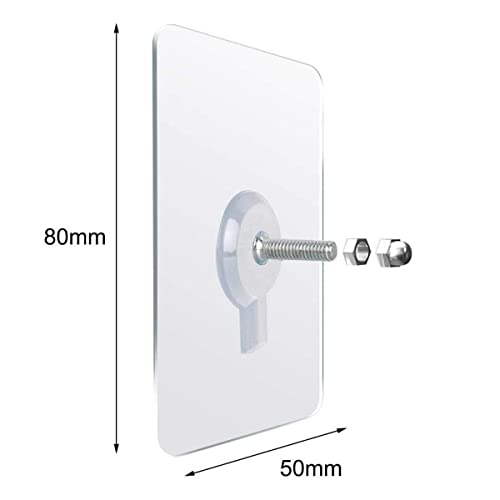 Rethan Adhesive Wall Hooks, 8pcs Heavy Duty Wall Hooks Self Adhesive Hook Strong Nail Transparent Screw Holder Self-Sticking Wall Hooks for Bathroom Kitchen Wall Hanging Ceiling, Screw Net Length 8mm