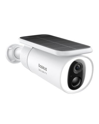 Baseus Solar Security Camera Outdoor, S1 Wireless Solocam, Forever Power with Auto Sunlight-Tracking System, 2K Clarity, 145° FOV, Built-in 8GB Local Storage and Color Night Vision, No Monthly Fee