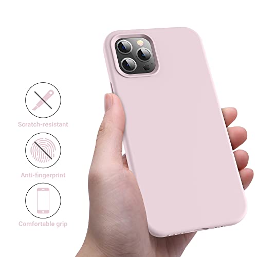 OTOFLY Compatible with iPhone 12 Pro Max Case 6.7 inch(2020),[Silky and Soft Touch Series] Premium Soft Liquid Silicone Rubber Full-Body Protective Bumper Case (Ice Pink)