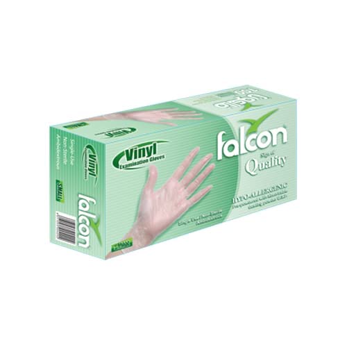 Falcon EZUK Vinyl Gloves - Clear Powder Free Medium (2 Packs x 100 Pieces)