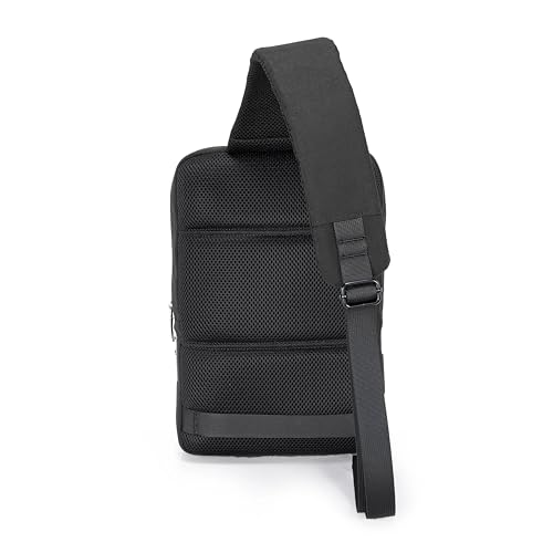 Porodo Lifestyle Cross Body Sling Bag with Fingerprint Lock & USB Charging Port 20W PD, Shoulder Backpack, Lightweight Body Chest Daypack Suitable up to 11 inches - Black/Blue