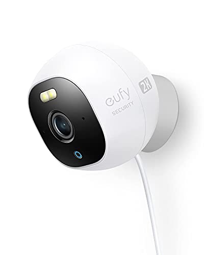 eufy Security Solo OutdoorCam, All-in-One Outdoor Security Camera with 2K Resolution, Spotlight, Color Night Vision, No Monthly Fees, Wired Camera, Security Camera Outdoor, IP67 Weatherproof