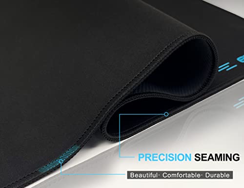 EXCOVIP Gaming Mouse Pad XL, Extended Table Mat Desk Pad For Computer & Laptop Keyboard Accessories Rubber Mice Pads Non-Slip Black Stitched Edges -23.5x11.6"