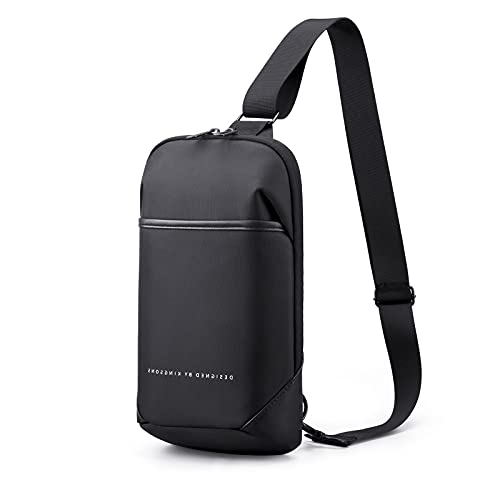 Kingsons Sling Bag Small Crossbody Backpack for Men Waterproof Chest Shoulder Bags Casual Daypack for Travel Cycling, Ks3211, Small, Stylish Simple Black Sling Bag