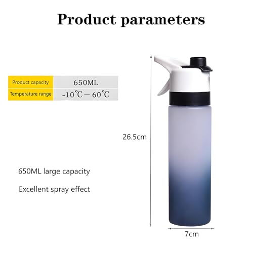 Joyzzz Spray Water Bottle Kids, 580ml Leakproof Bpa Free Misting Water Bottle, Reusable Fitness Water Jug, Sport Water Bottles, Kids Cool Misting Water Bottles, Suitable for Cycling and School