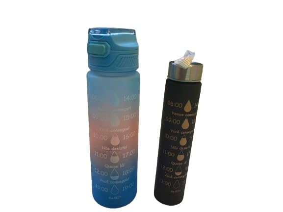 800 ml and 280 ml Reusable Water Bottles, Set of 2, mix colour,Leakproof BPA Free Water Bottle, 800ml, One-Click Lock, for Gym, Yoga, Running, Sports, Travel, Camping, Hiking,Kids and School Water Bot