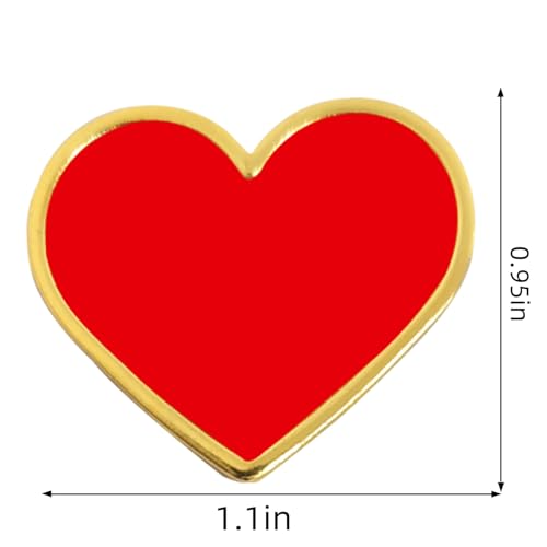 12Pcs Red Heart Pins Heart Love Lapel Pins Bulk Metal Heart Brooch Badge valentine pin Valentines Day Wedding Party Costume Accessory for Clothes Bags Hats Men Women