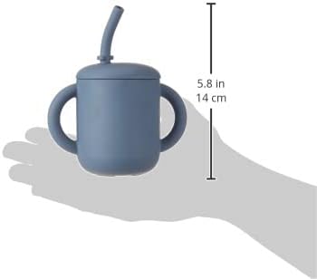Mushie Silicone Training Cup with Straw for Baby - 175ml Leak-Resistant Cups for Toddlers with Removable Lid - BPA-Free, Dishwasher Safe | Blush