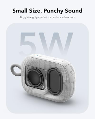 Soundcore Select 4GB Ultra Portable Bluetooth Speaker, Shower Speaker, 20H, IP67, Floating, Powerful Sound 5W, Mini Portable Bluetooth Speaker for Indoor, Outdoor, Hiking and Cycling