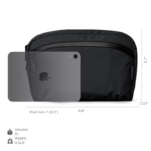 ALPAKA Flight Sling - Portable, Lightweight, Packable, Ajustable & Detachable Shoulder Strap Cross-body Sling Bag For Men Travel - Fits iPad Mini - Weatherproof Fabrics 2L Capacity Black
