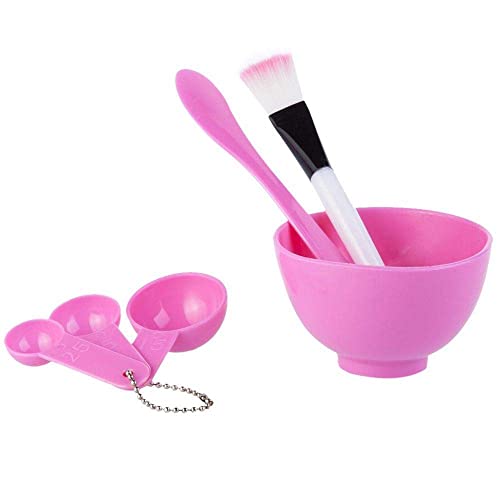 NC 1Set 4 in 1 DIY Beauty Homemade Face Mask Bowl Women Beauty Accessories Tools Mask Brush Stick Gauge (Pink)