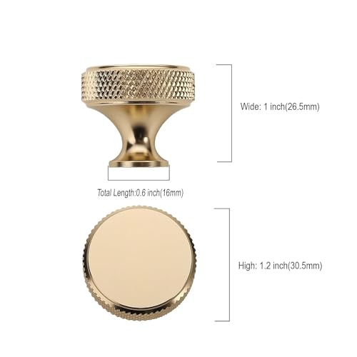 6 Pack Gold Cabinet Knobs: Vintage Cabinet Ring Pulls Dresser Handles Furniture Hardware for Kitchen Cupboard Drawers Closet Door - Easy to Install (Style1)