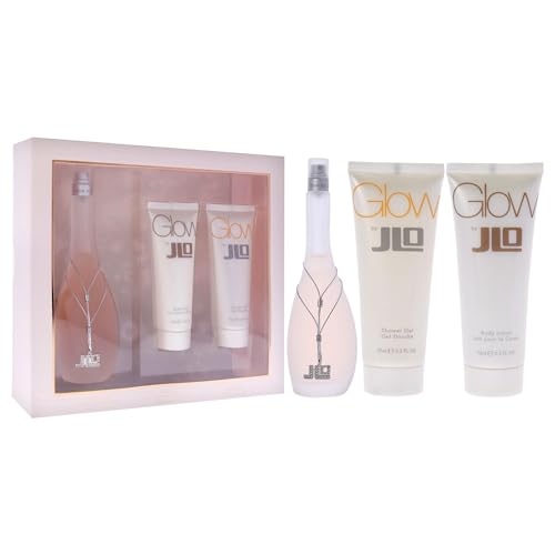 JENNIFER LOPEZ Glow 3 Pc Gift Set for Women, EDT 100 ml + Shower Gel 75 ml + Body Lotion 75 ml