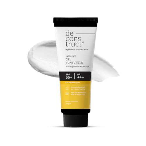 De-construct Face Gel Sunscreen SPF 50+ PA+++ | Gel Sunscreen for Oily, Combination, Normal Skin | Broad Spectrum, No White Cast, Lightweight, Non-Greasy - 50g