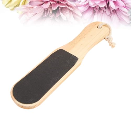Showay Double-Sided Wood Foot Rasp Dead Skin Callus Remover Foot File Exfoliating Brush Wooden Handle Pedicure Scrubber