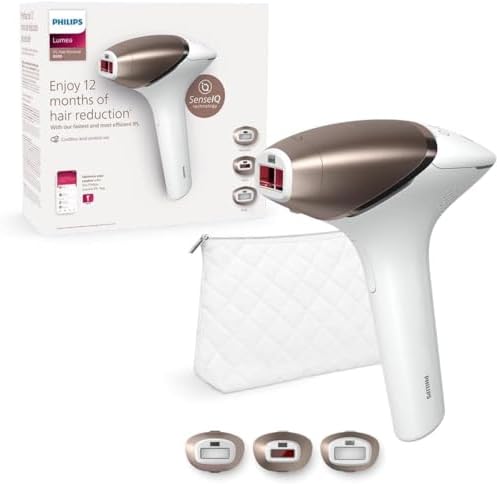 Lumea IPL Hair Removal Device 9000 Series - Hair Removal Device with SenseIQ Technology, 3 Attachments for Body, Face and Precision, Cordless Use (Model BRI955/00) - 3 attachments