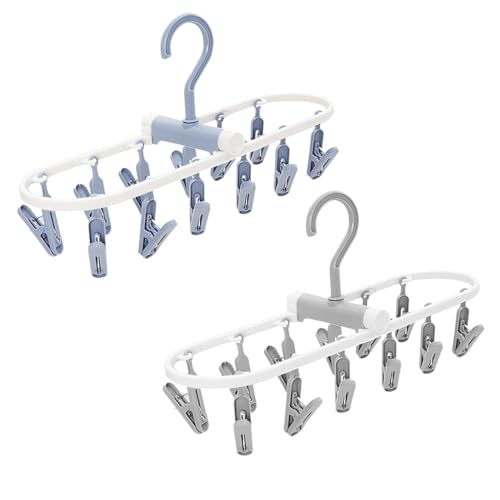 CooToly Foldable Clothes Drying Rack with 24Pcs Clips, [2Pack 12 Clips] Laundry Clips Hanger for Socks Underwear, Drying Towels and Baby Clothes