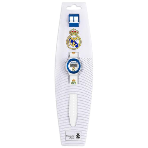 Real Madrid Boy's Digital Quartz Watch with Silicone Strap RM00014, White, strap