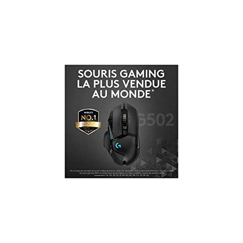 Logitech G502 HERO High Performance Wired Gaming Mouse, HERO 25K Sensor, 25,600 DPI, RGB, Adjustable Weights, 11 Programmable Buttons, On-Board Memory, PC / Mac - Black