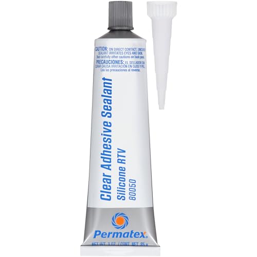 Permatex Clear RTV Silicone Adhesive Sealant Clear,3 oz,80050