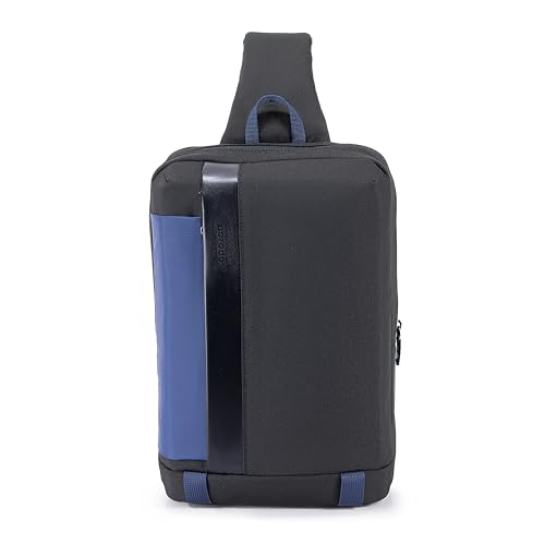 Porodo Lifestyle Cross Body Sling Bag with Fingerprint Lock & USB Charging Port 20W PD, Shoulder Backpack, Lightweight Body Chest Daypack Suitable up to 11 inches - Black/Blue