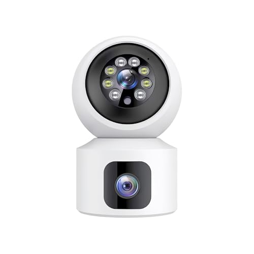 Rubo Safe Live Dual-Lens 4M WiFi Security Camera Indoor, 355° Views Pan/Tilt Home CCTV Camera with 2 Way Audio, One-Touch Calling, Smart Person Detection, 2.4G/5G Dual-Band WiFi,