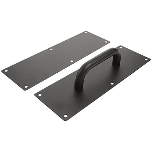 Barn Pull Stainless Public Clo Screws Sliding Hardware Office Steel Attachment with Black Handle and Plate Places Commercial Home Composite for Push Door