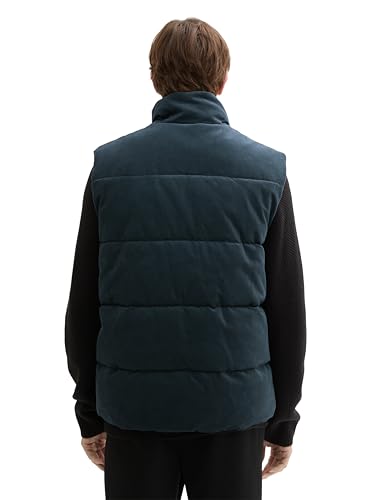 Tom Tailor Denim Men 1043593 Cord puffer vest with stand-up collar