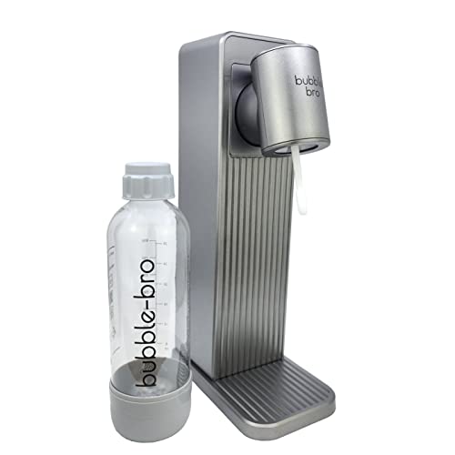 bubble-bro Origin Sparkling Water Maker Family Pack - with 2 x 60L CO2 Cylinders, 1 x additional 1L bottle & 2 x 500ml bottles (Metallic Grey)