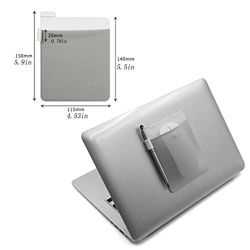RIVEENY Pocket Pouch for Laptop with Reusable Adhesive，Pouch Holder for Computer Accessories，Self-Adhesive Mouse Headset Storage Bag for Portable External USB Cable,Apple Magic Mouse