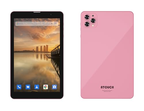 Atouch at your heart Kids Tablet, 8 inch Android 12 Tablet for Kids, Bluetooth, WiFi, Parental Control, Dual SIM, Dual Camera, Educational, Games, Toddler Tablet With EVA Case (Pink)