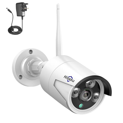 Hiseeu Camera Add on 5MP Outdoor Wireless Security Camera, Waterproof Outdoor Indoor 3.6mm Lens IR Cut Day & Night Vision with Power Adapter, Compatible 10CH Wireless Security System