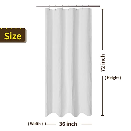 Barossa Design Stall Shower Curtain Fabric 36 x 72 inch - Waffle Weave, Spa, Hotel Collection, Heavy Duty, Water Repellent, White – Pique Pattern for Decorative Bathroom Curtains (230 GSM)