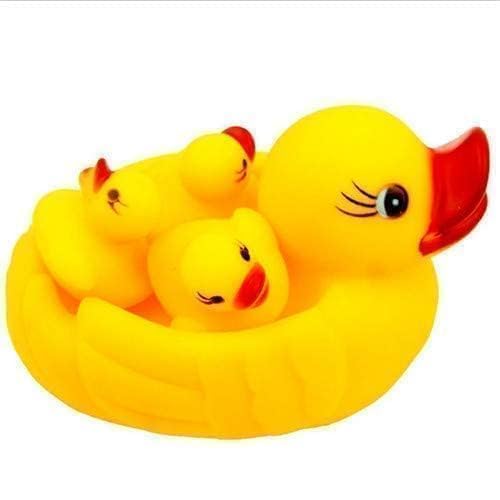 4pcs/set Mother and Baby Yellow Rubber Bath Ducks for Child,Rubber Duck Bath Toy Baby Shower