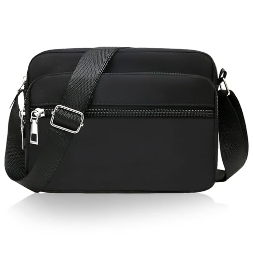 Crossbody Bag For Women With Multiple Pockets, Girls Shoulder Bag, Nylon Crossbody Bags, Phone Bag Waterproof With Adjustable Strap For Travel Shopping Outing Work Strolling (Black)