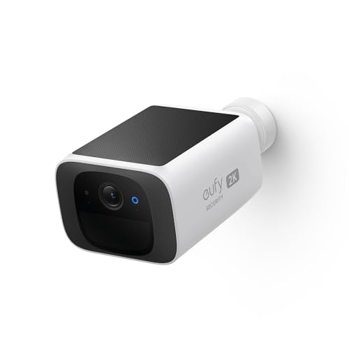 eufy security S220 SoloCam Solar Security Camera Outdoor Wireless, Continuous Power, 2K Resolution Home Security Camera, 2.4 GHz Wi-Fi, No Monthly Fee, HomeBase 3 Compatible