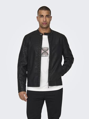 Only & Sons Men's Onsmike Pu Racer Jacket Otw Jacket