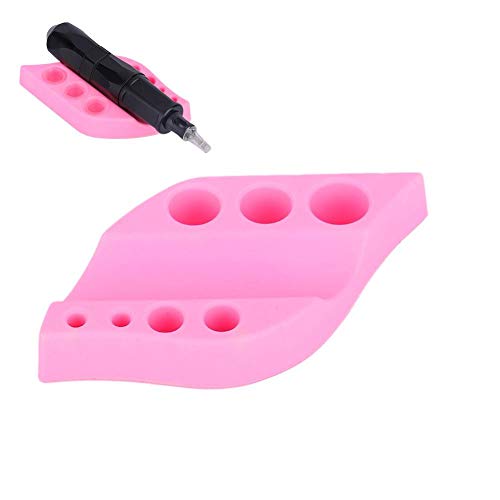 Pongnas Pigment Ink Tattoo Cup Holder Silicone Tray Semi-permanent Makeup Tools-pigment Storage Tray Rack Tool(Pink)