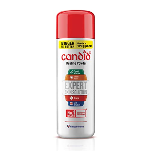 Candid Dusting Powder | Expert Skin Solution |Doctor's Prescribed No.1 Brand | Prevents Sweat Rash, Itching, Fungal Infection & Skin Irritation | Anti-fungal Powder | Clotrimazole | 60g | Pack of 10
