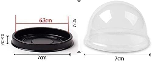 100 Pcs Transparent Round Cake Boxes Plastic Dome Bakery Container for Mooncake Cheese (Black Tray)