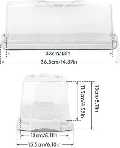 THE WHITE SHOP 2 pcs Plastic Rectangular Bread Box with Clear Lid, Loaf Cake Keeper, Portable Bread Keeper Storage Container