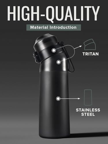 New Stainless steel Air Water Bottle,Air Up Water Bottle, Fruit Flavoured Water Bottle with 3 Flavour Pods – BPA Free, 0 Sugar 0 Calorie for Kids, Gym And Outdoor Activities,3Pods (Black)