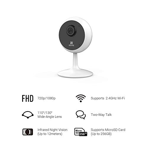 EZVIZ C1C-B WiFi Security Camera, Indoor Camera, 1080p Home Monitor Camera with 12m Night Vision, Version E0-1E2WF Two Way Talk, Wide Angle Lens, Sounds Alert, Sleep Mode.