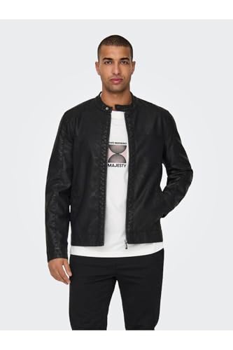 Only & Sons Men's Onsmike Pu Racer Jacket Otw Jacket