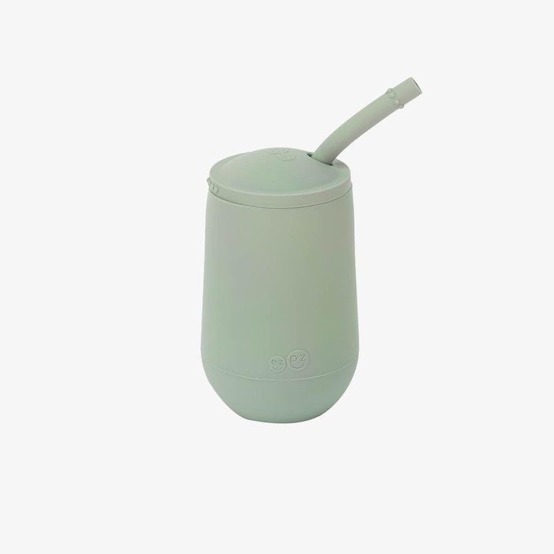 ezpz Mini Cup + Straw Training System - 100% Silicone Training Sippy Cup for Infants + Toddlers - Designed by a Pediatric Feeding Specialist (Blush)