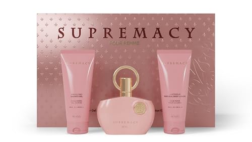 AFNAN Gift Set Supremacy Pink Eau De Parfum, 100 ML + Shower Gel 100 ML + Body Lotion 100 ML, Perfume Gift Set For Women