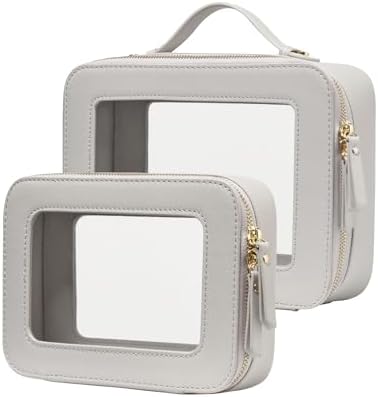 Small Cosmetic Bag for Purse Mini Makeup Bag for School Cute Clear Make Up Pouch for Travel Tiny Leather White Make Up Organizer Case for Backpack Toiletry Bag Waterproof Square Pouch with Zipper
